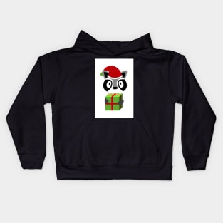 Holiday Trash Panda Holding Gift Kids Hoodie